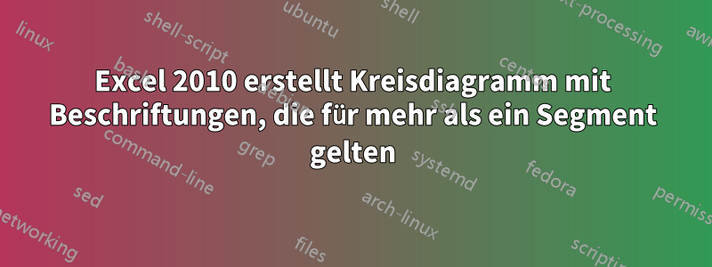 Excel 2010 erstellt Kreisdiagramm mit Beschriftungen, die für mehr als ein Segment gelten