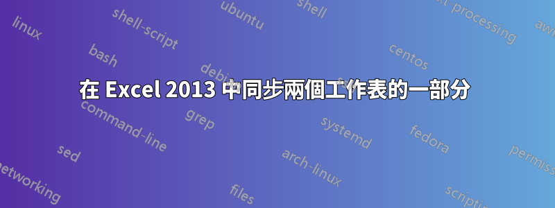 在 Excel 2013 中同步兩個工作表的一部分