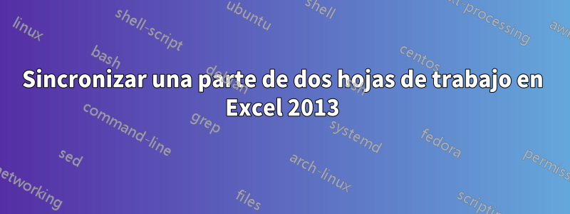 Sincronizar una parte de dos hojas de trabajo en Excel 2013