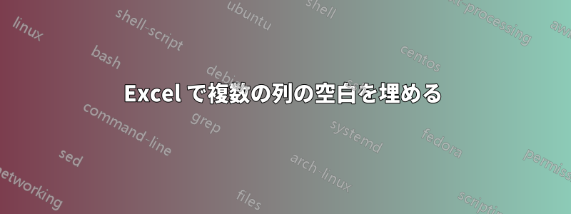 Excel で複数の列の空白を埋める