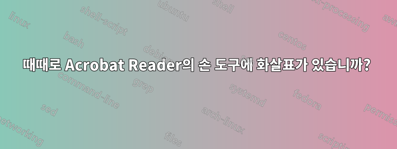 때때로 Acrobat Reader의 손 도구에 화살표가 있습니까?