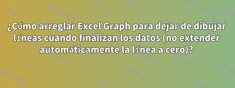 ¿Cómo arreglar Excel Graph para dejar de dibujar líneas cuando finalizan los datos (no extender automáticamente la línea a cero)?