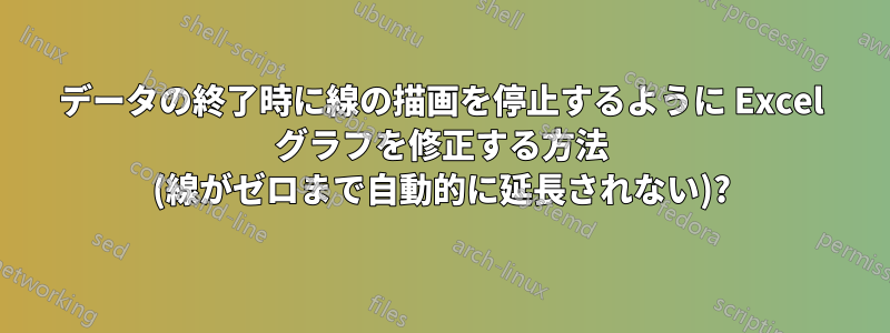 データの終了時に線の描画を停止するように Excel グラフを修正する方法 (線がゼロまで自動的に延長されない)?