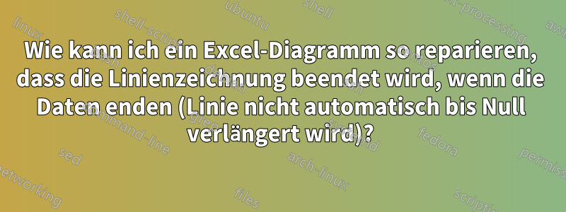 Wie kann ich ein Excel-Diagramm so reparieren, dass die Linienzeichnung beendet wird, wenn die Daten enden (Linie nicht automatisch bis Null verlängert wird)?