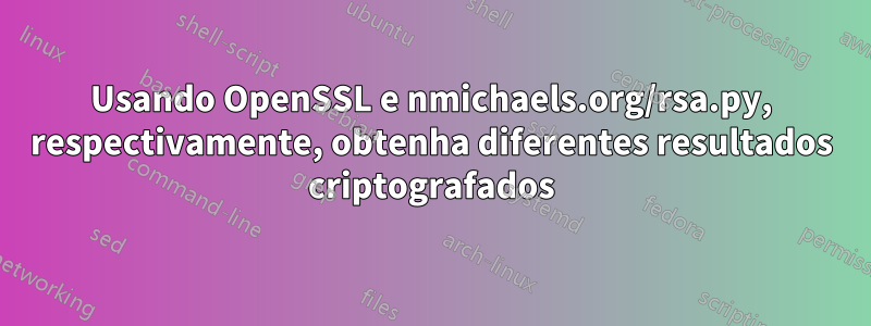 Usando OpenSSL e nmichaels.org/rsa.py, respectivamente, obtenha diferentes resultados criptografados