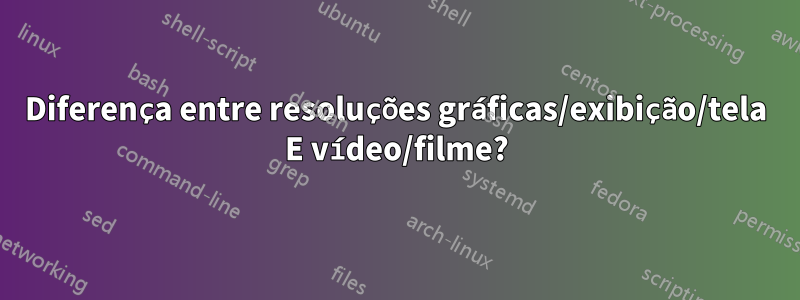 Diferença entre resoluções gráficas/exibição/tela E vídeo/filme?