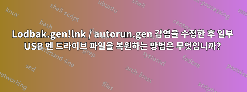 Lodbak.gen!lnk / autorun.gen 감염을 수정한 후 일부 USB 펜 드라이브 파일을 복원하는 방법은 무엇입니까?