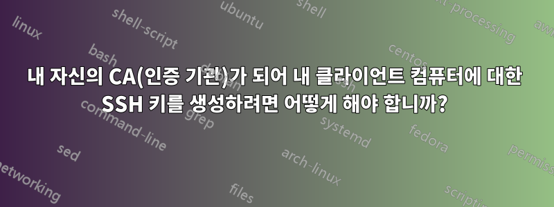 내 자신의 CA(인증 기관)가 되어 내 클라이언트 컴퓨터에 대한 SSH 키를 생성하려면 어떻게 해야 합니까?