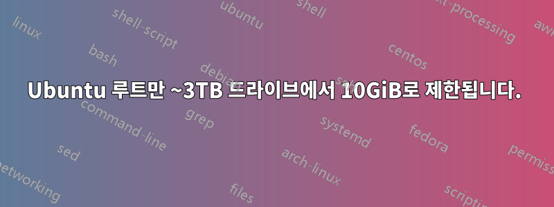 Ubuntu 루트만 ~3TB 드라이브에서 10GiB로 제한됩니다.