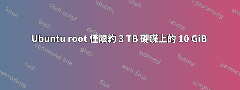 Ubuntu root 僅限約 3 TB 硬碟上的 10 GiB