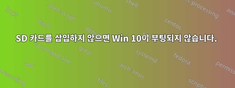 SD 카드를 삽입하지 않으면 Win 10이 부팅되지 않습니다.