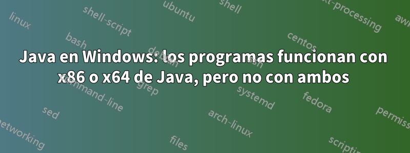 Java en Windows: los programas funcionan con x86 o x64 de Java, pero no con ambos