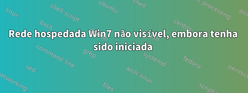 Rede hospedada Win7 não visível, embora tenha sido iniciada