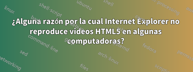 ¿Alguna razón por la cual Internet Explorer no reproduce videos HTML5 en algunas computadoras?