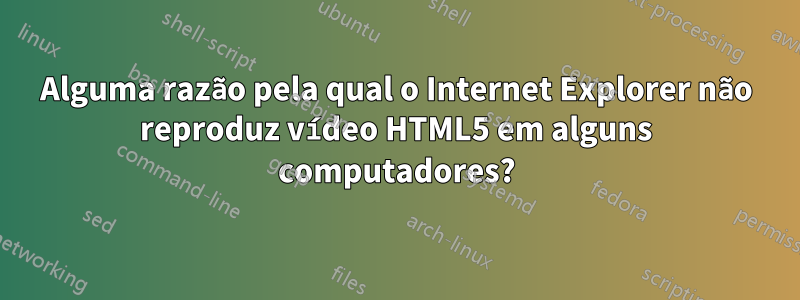 Alguma razão pela qual o Internet Explorer não reproduz vídeo HTML5 em alguns computadores?