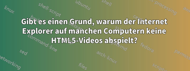 Gibt es einen Grund, warum der Internet Explorer auf manchen Computern keine HTML5-Videos abspielt?