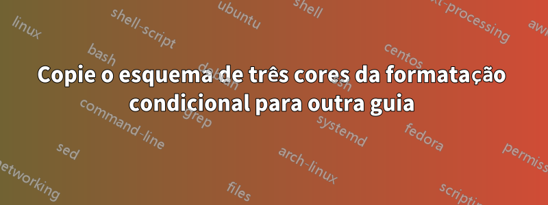 Copie o esquema de três cores da formatação condicional para outra guia