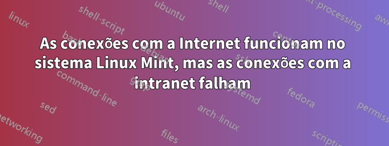 As conexões com a Internet funcionam no sistema Linux Mint, mas as conexões com a intranet falham