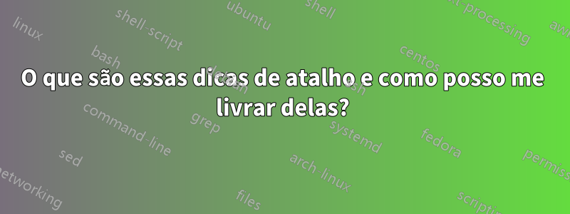 O que são essas dicas de atalho e como posso me livrar delas?