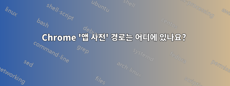 Chrome '앱 사전' 경로는 어디에 있나요?