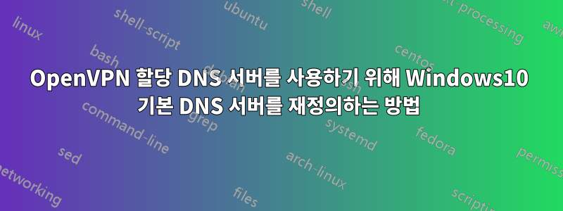 OpenVPN 할당 DNS 서버를 사용하기 위해 Windows10 기본 DNS 서버를 재정의하는 방법