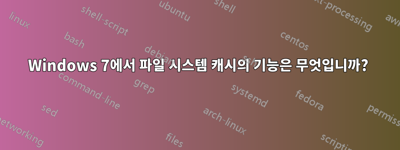 Windows 7에서 파일 시스템 캐시의 기능은 무엇입니까?