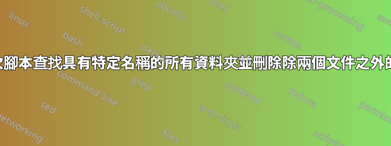 如何使用批次腳本查找具有特定名稱的所有資料夾並刪除除兩個文件之外的所有內容？