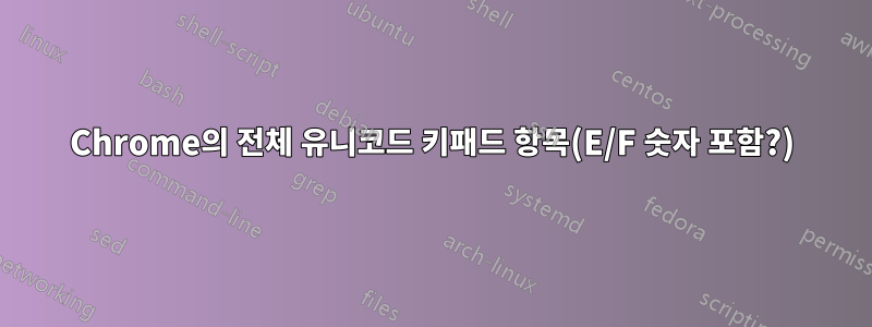 Chrome의 전체 유니코드 키패드 항목(E/F 숫자 포함?)