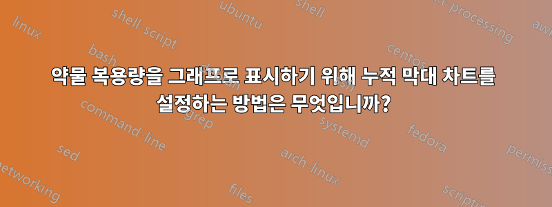 약물 복용량을 그래프로 표시하기 위해 누적 막대 차트를 설정하는 방법은 무엇입니까?