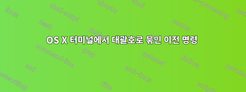 OS X 터미널에서 대괄호로 묶인 이전 명령