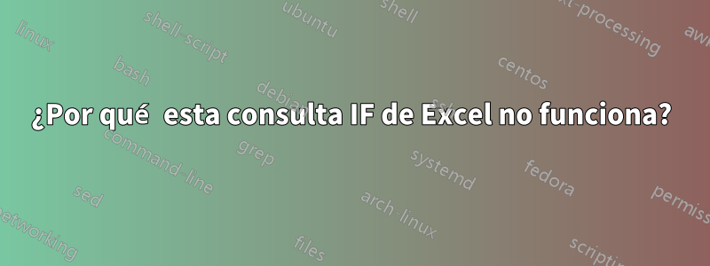 ¿Por qué esta consulta IF de Excel no funciona?
