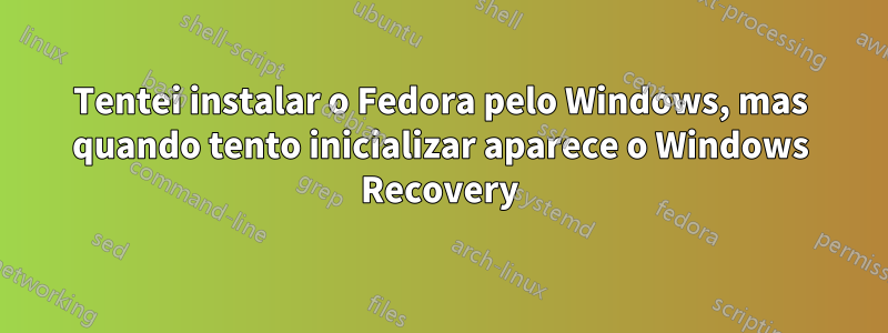 Tentei instalar o Fedora pelo Windows, mas quando tento inicializar aparece o Windows Recovery