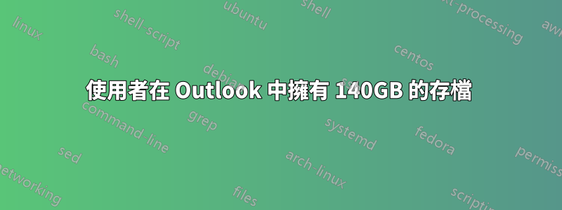 使用者在 Outlook 中擁有 140GB 的存檔
