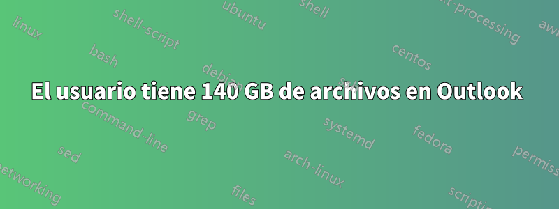 El usuario tiene 140 GB de archivos en Outlook