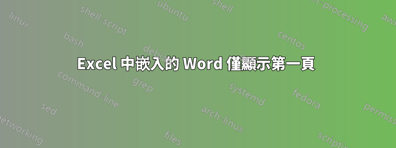 Excel 中嵌入的 Word 僅顯示第一頁