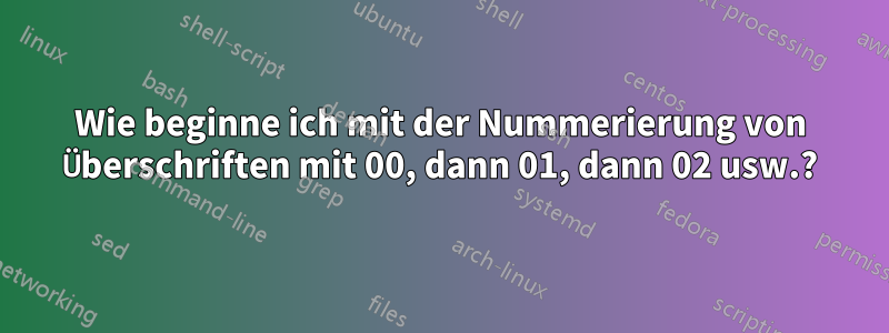 Wie beginne ich mit der Nummerierung von Überschriften mit 00, dann 01, dann 02 usw.?