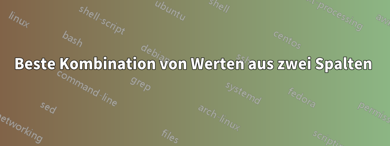 Beste Kombination von Werten aus zwei Spalten