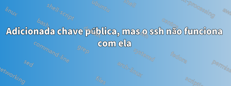Adicionada chave pública, mas o ssh não funciona com ela
