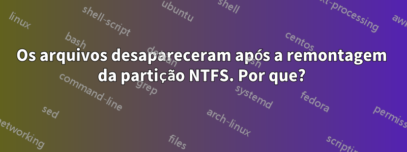Os arquivos desapareceram após a remontagem da partição NTFS. Por que?