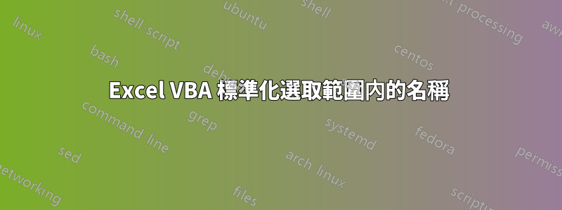 Excel VBA 標準化選取範圍內的名稱