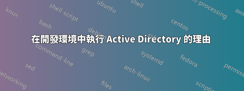 在開發環境中執行 Active Directory 的理由