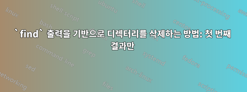 `find` 출력을 기반으로 디렉터리를 삭제하는 방법: 첫 번째 결과만