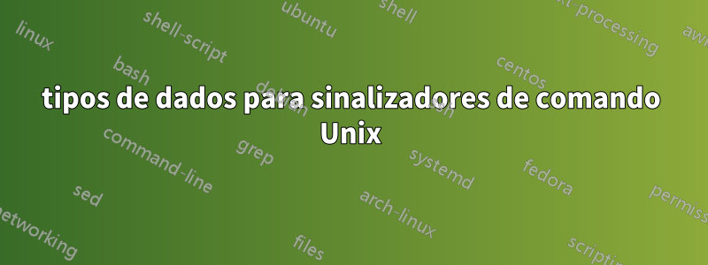tipos de dados para sinalizadores de comando Unix