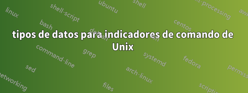 tipos de datos para indicadores de comando de Unix
