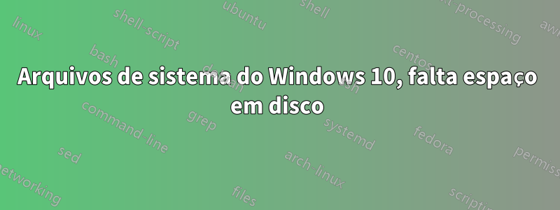 Arquivos de sistema do Windows 10, falta espaço em disco
