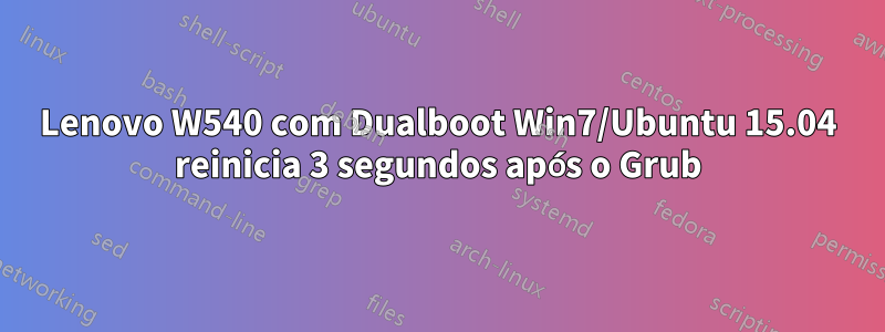 Lenovo W540 com Dualboot Win7/Ubuntu 15.04 reinicia 3 segundos após o Grub