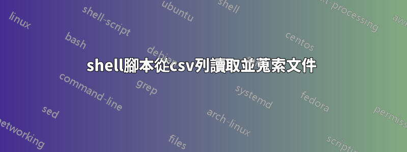 shell腳本從csv列讀取並蒐索文件
