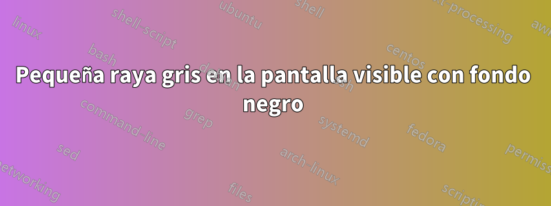 Pequeña raya gris en la pantalla visible con fondo negro