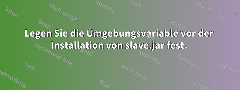 Legen Sie die Umgebungsvariable vor der Installation von slave.jar fest.
