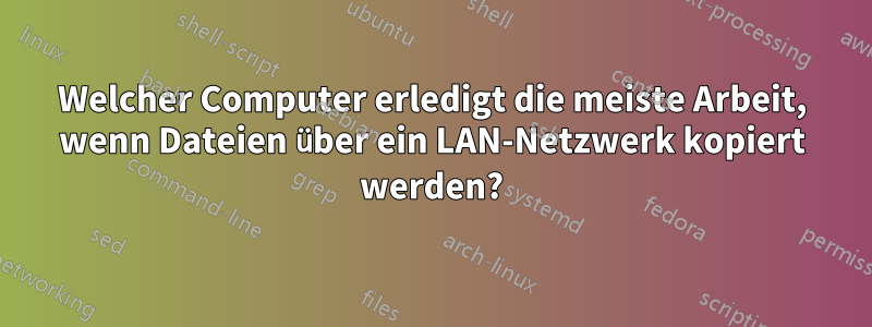 Welcher Computer erledigt die meiste Arbeit, wenn Dateien über ein LAN-Netzwerk kopiert werden?